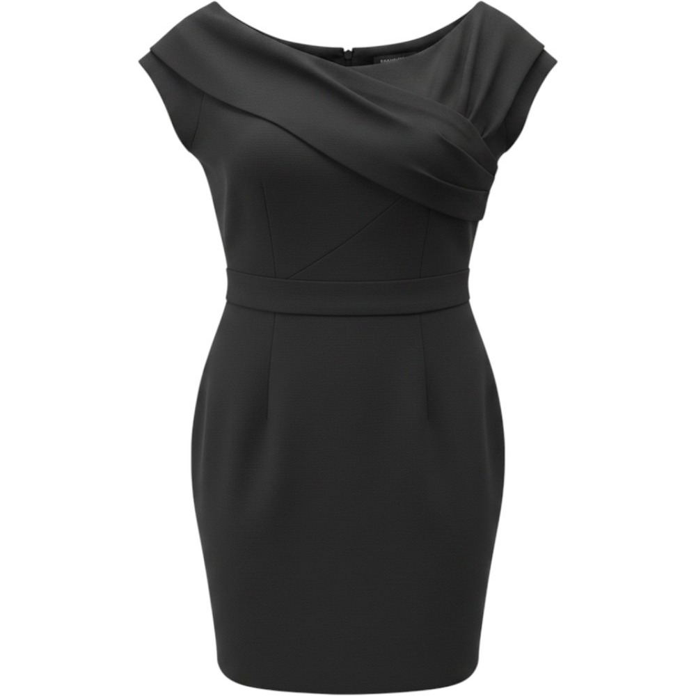 J.Crew Wool Sheath Dress Womens 00 Black Cap Sleeve Pleated Neckline